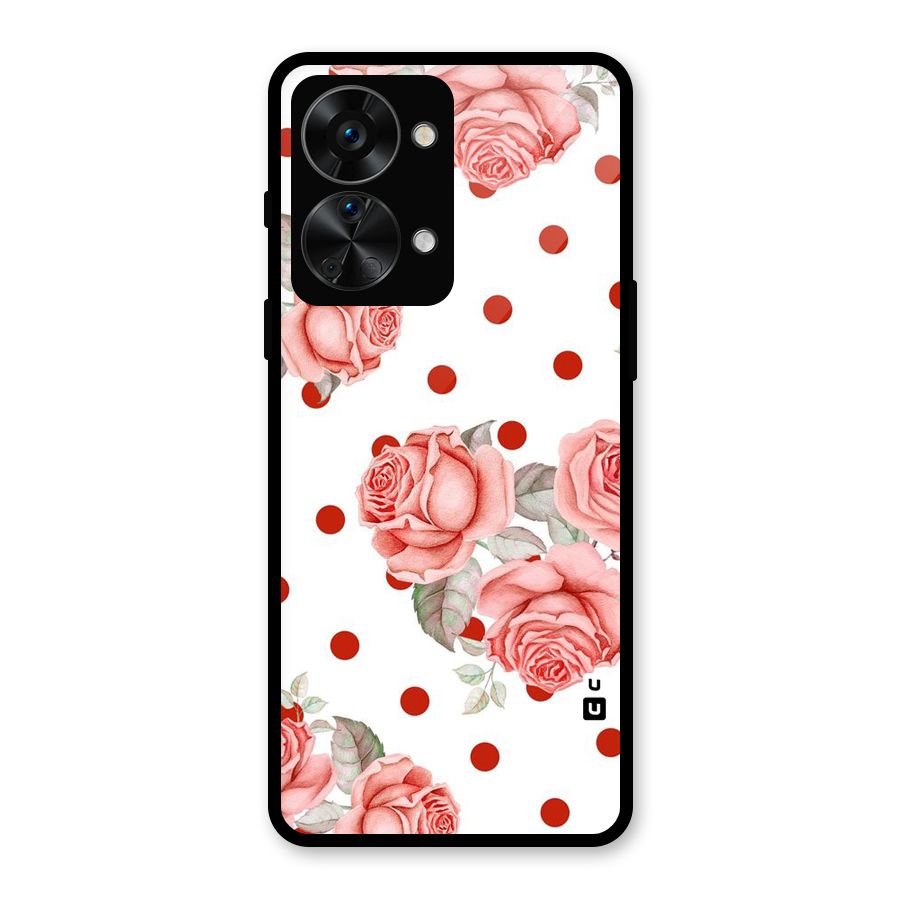 Red Peach Shade Flowers Glass Back Case for OnePlus Nord 2T