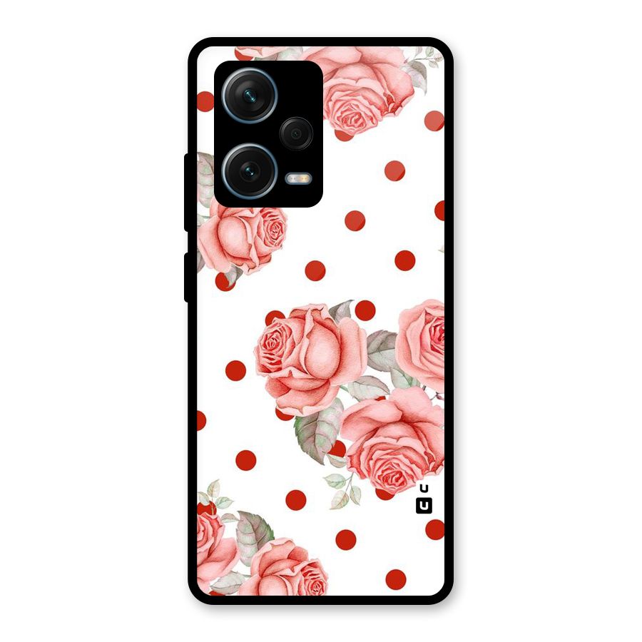 Red Peach Shade Flowers Glass Back Case for Redmi Note 12 Pro Plus 5G