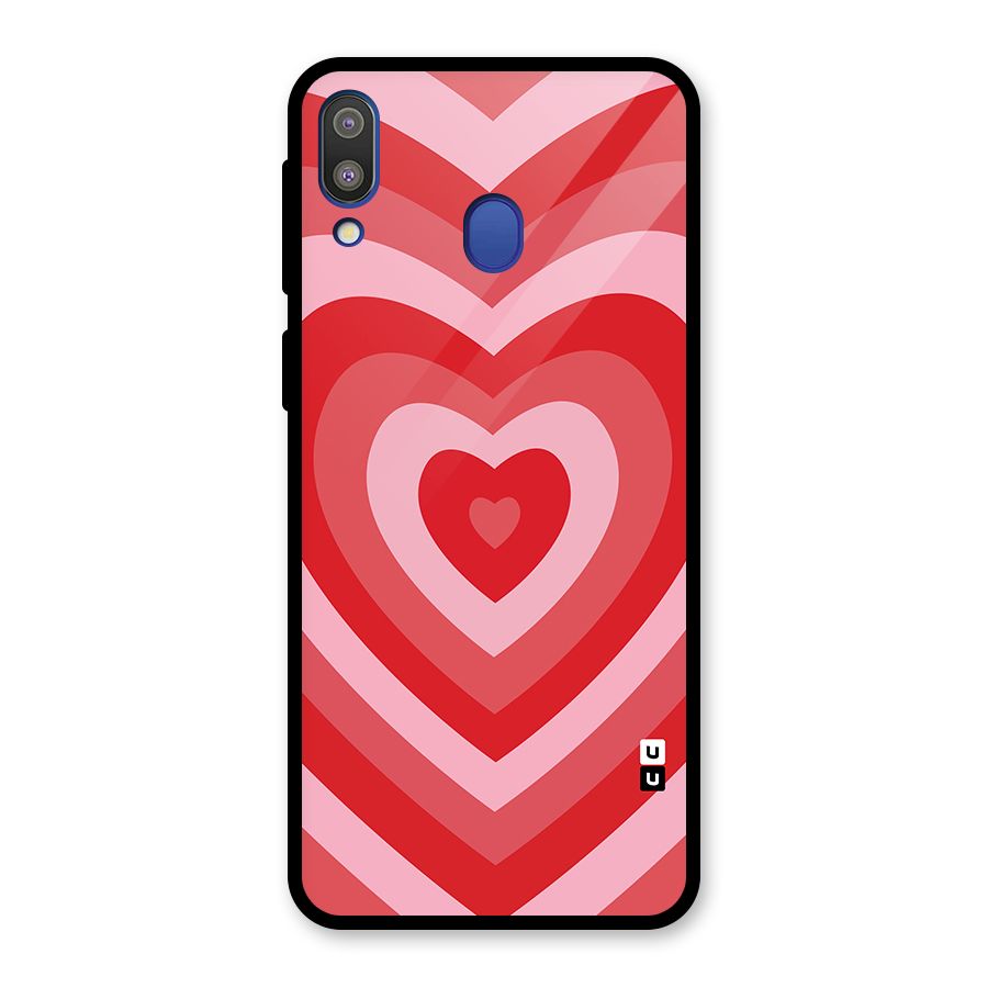 Red Retro Hearts Glass Back Case for Galaxy M20