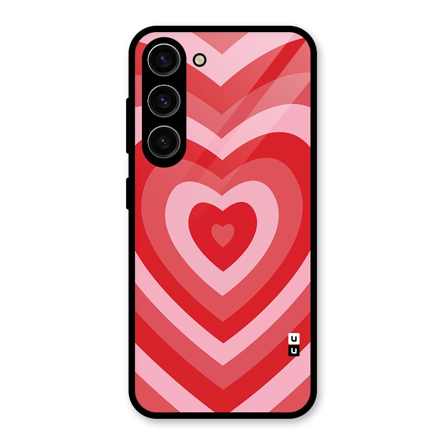 Red Retro Hearts Glass Back Case for Galaxy S23