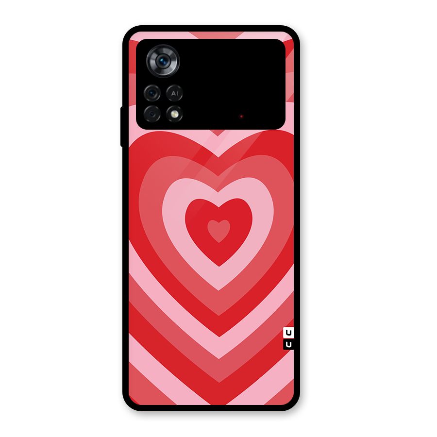Red Retro Hearts Glass Back Case for Poco X4 Pro 5G