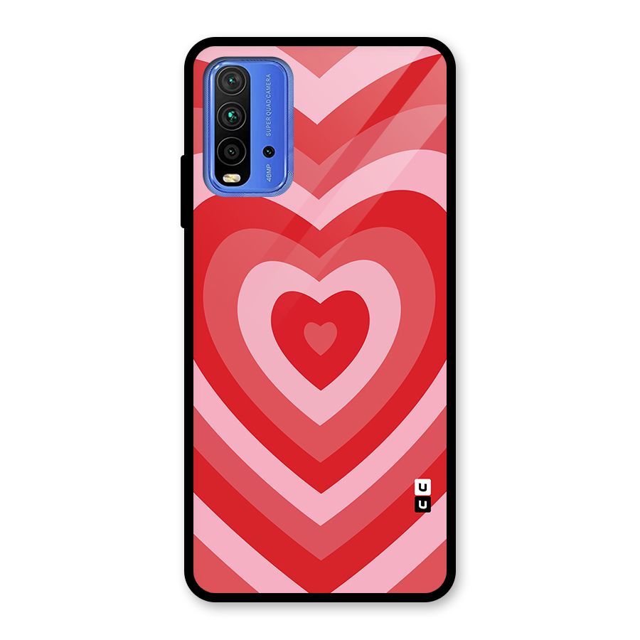 Red Retro Hearts Glass Back Case for Redmi 9 Power