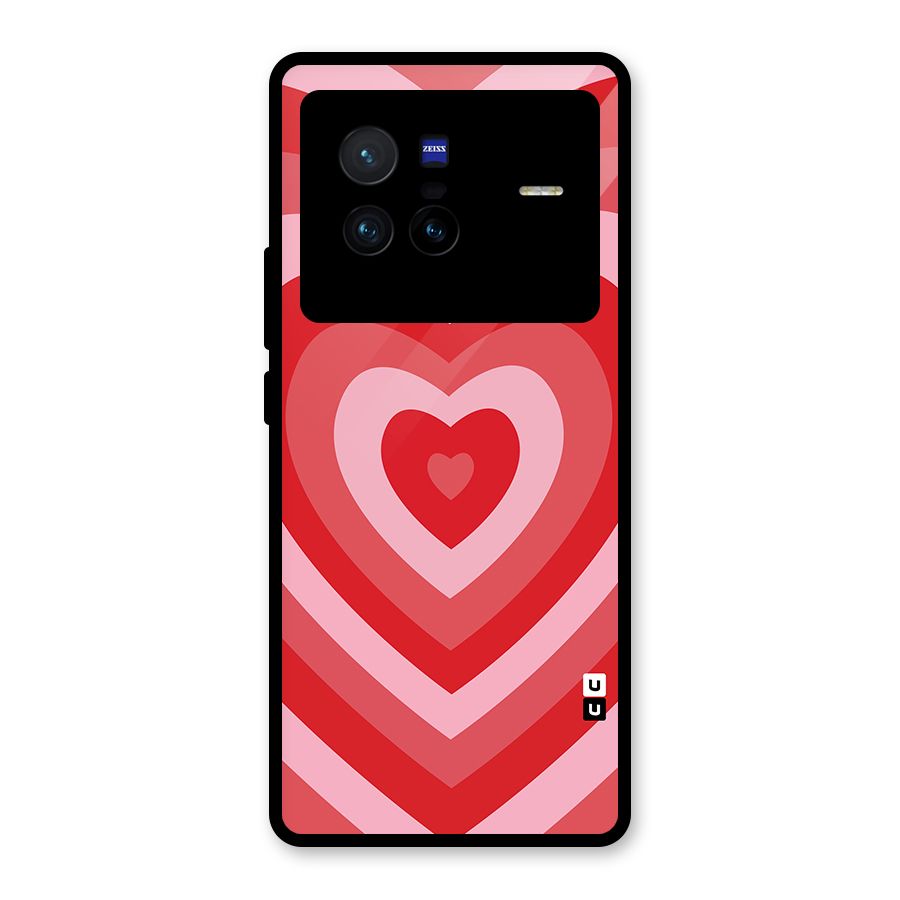 Red Retro Hearts Glass Back Case for Vivo X80