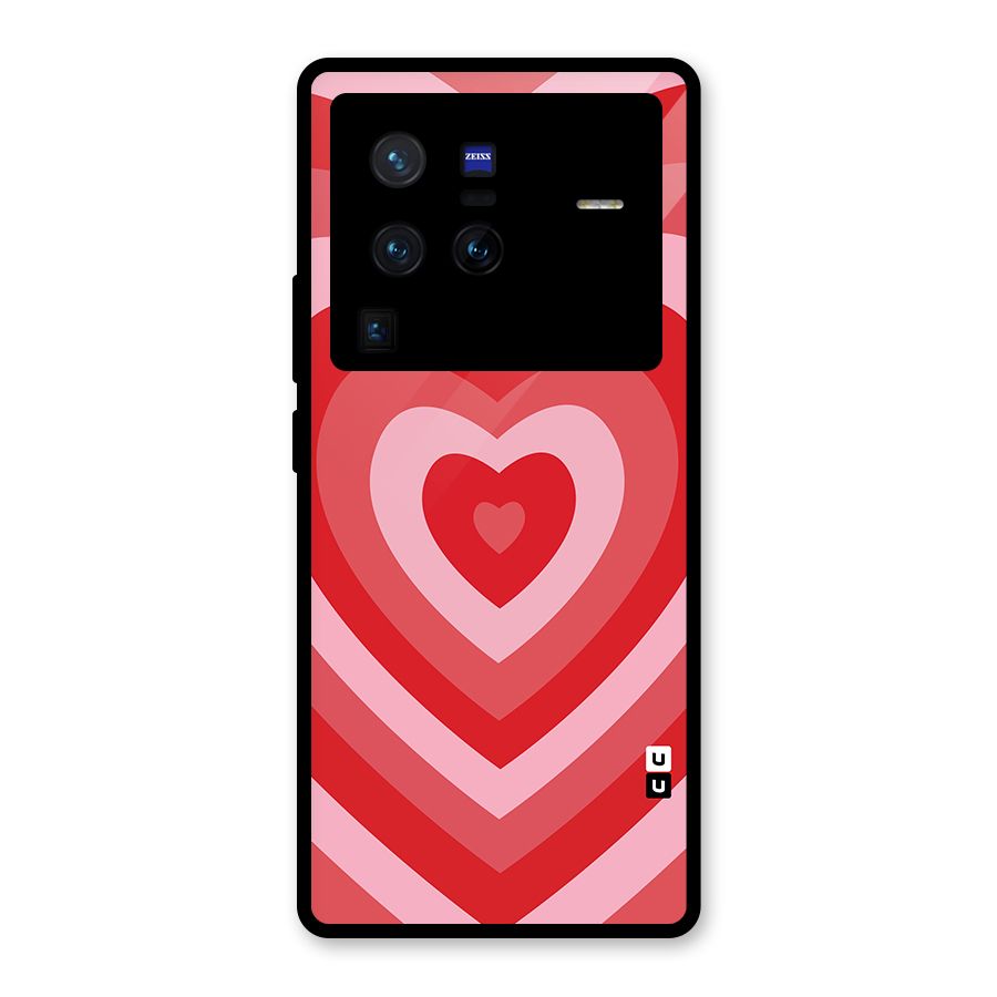 Red Retro Hearts Glass Back Case for Vivo X80 Pro