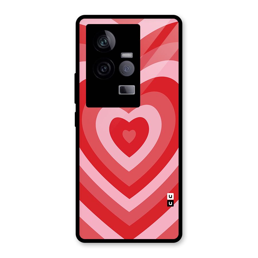 Red Retro Hearts Glass Back Case for Vivo iQOO 11 5G