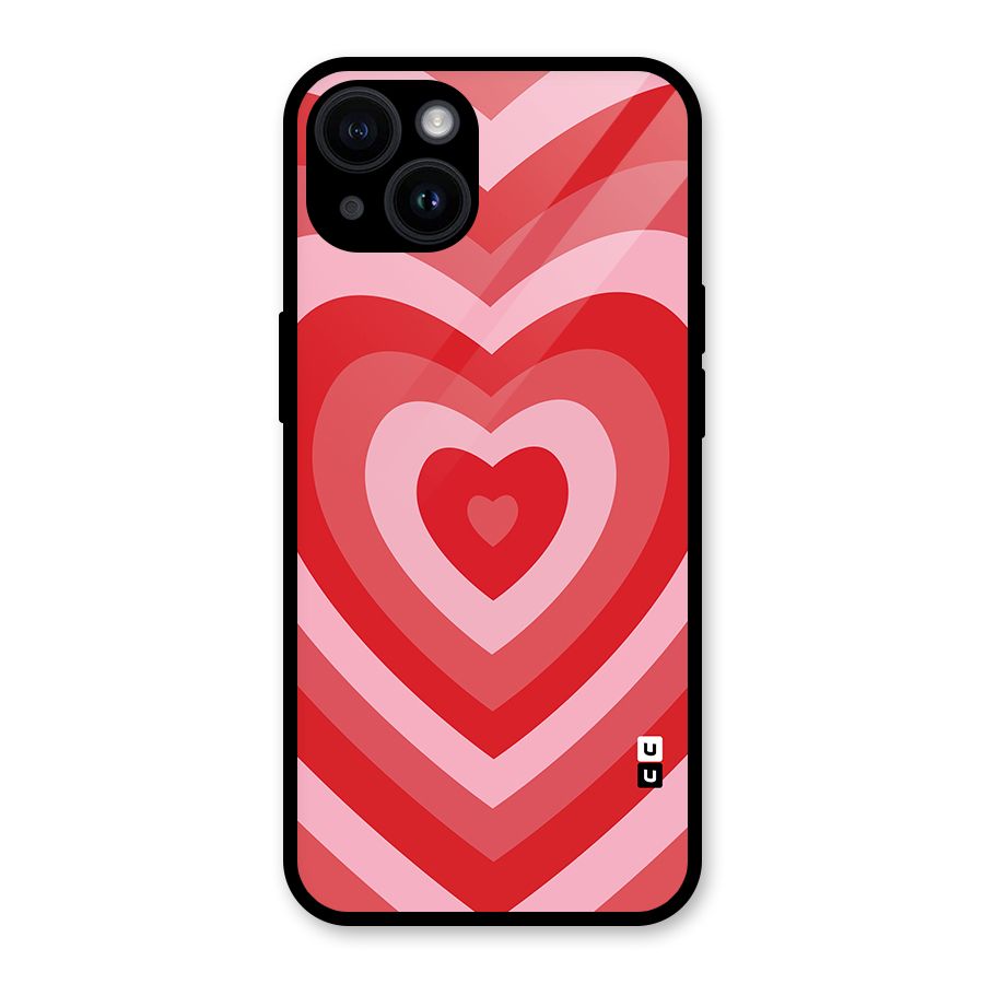 Red Retro Hearts Glass Back Case for iPhone 14