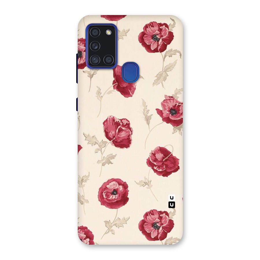 Red Rose Floral Art Back Case for Galaxy A21s