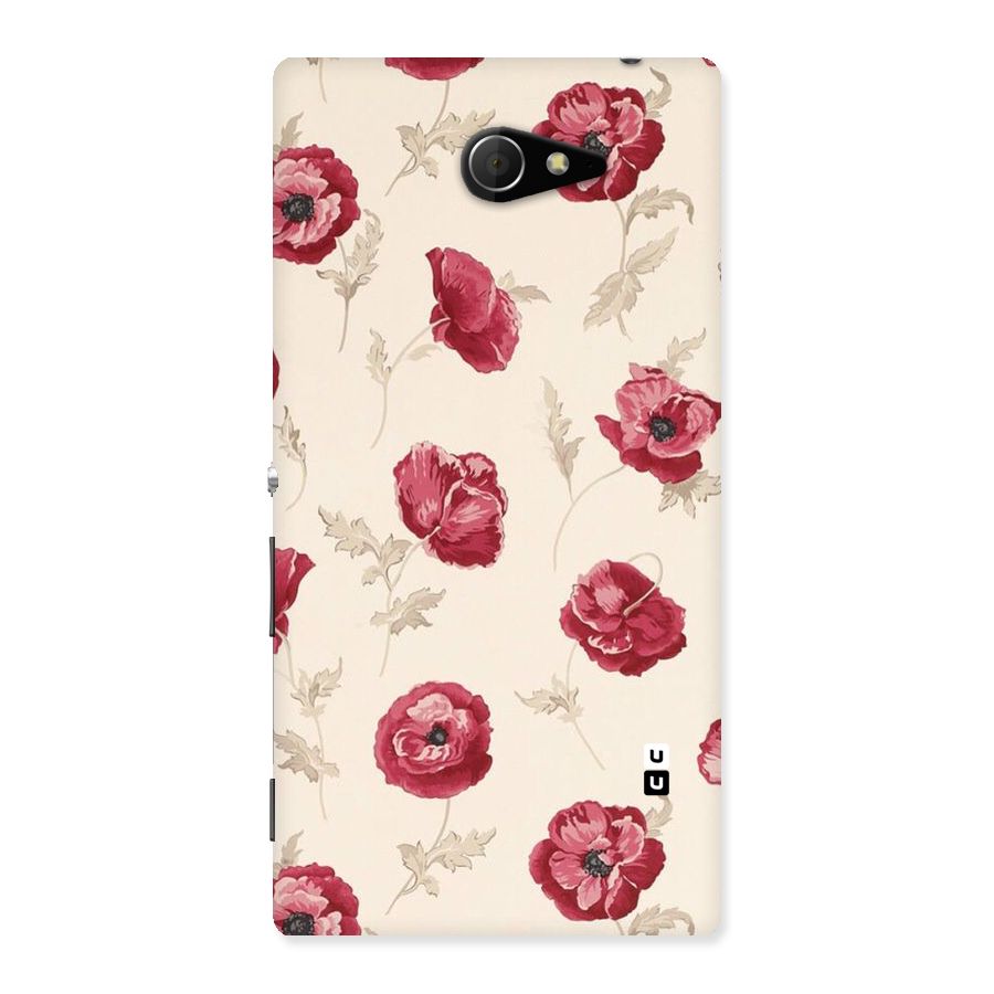 Red Rose Floral Art Back Case for Sony Xperia M2