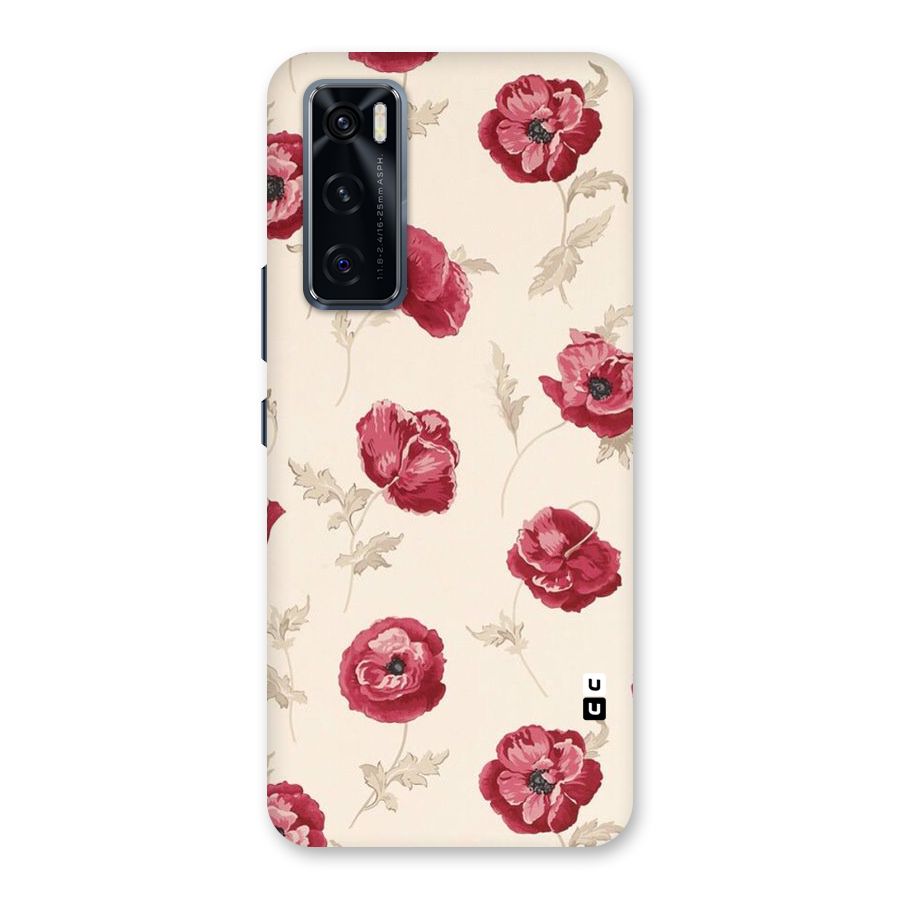 Red Rose Floral Art Back Case for Vivo V20 SE