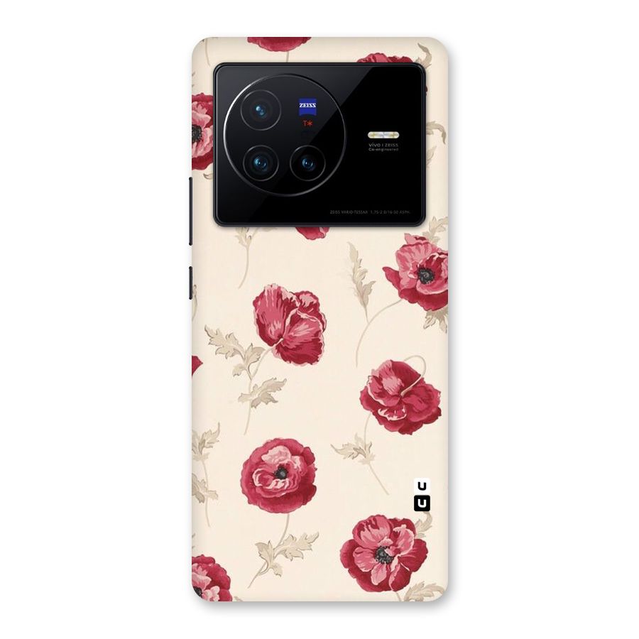 Red Rose Floral Art Back Case for Vivo X80