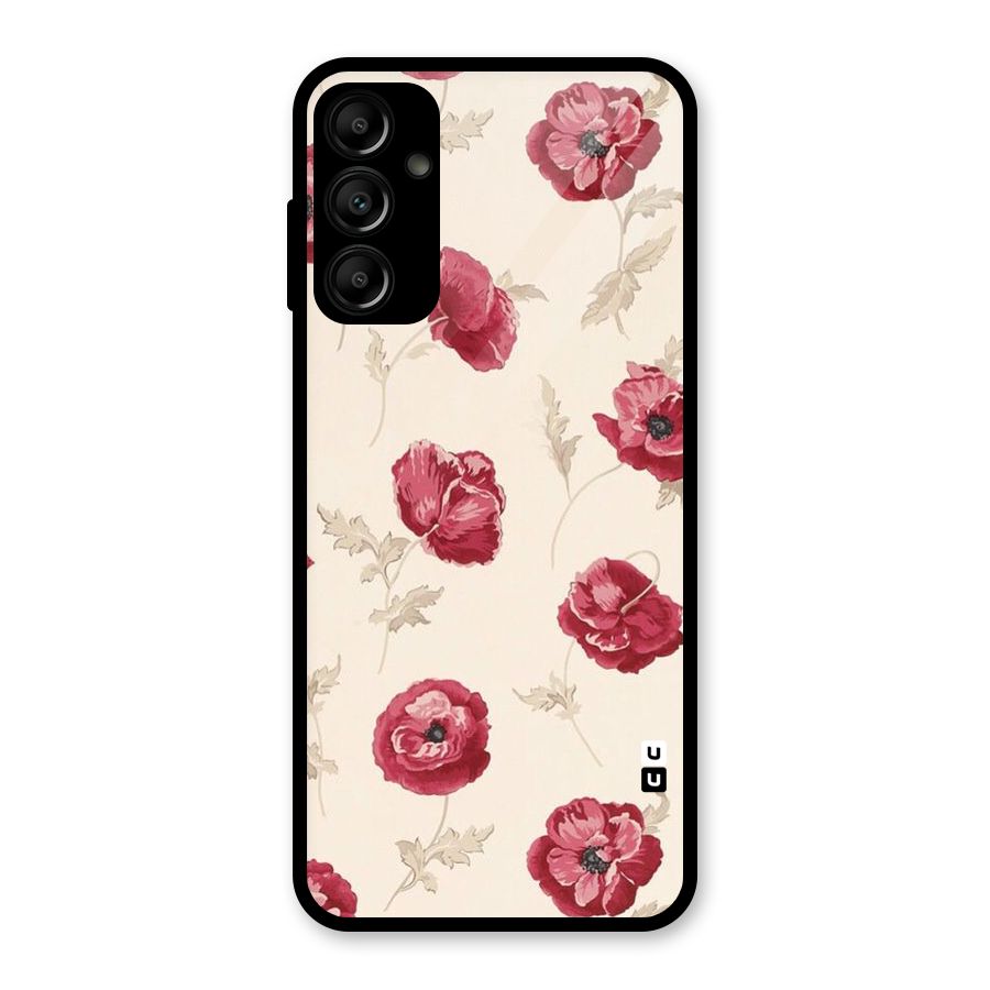 Red Rose Floral Art Glass Back Case for Galaxy A14 5G