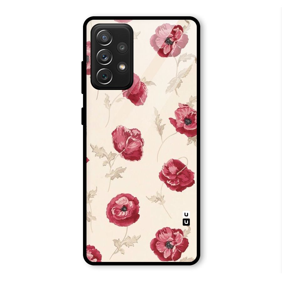 Red Rose Floral Art Glass Back Case for Galaxy A72