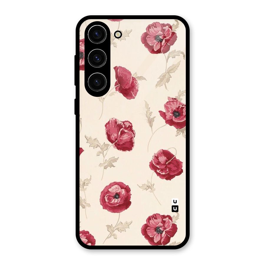 Red Rose Floral Art Glass Back Case for Galaxy S23 Plus