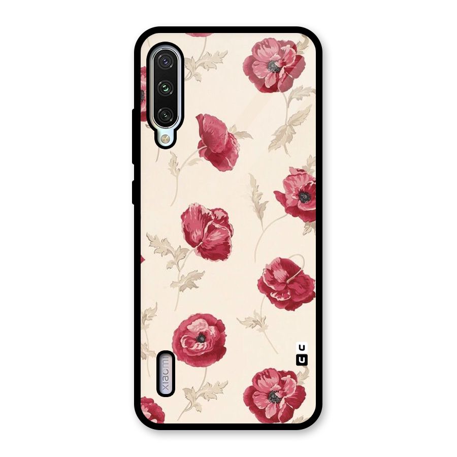 Red Rose Floral Art Glass Back Case for Mi A3