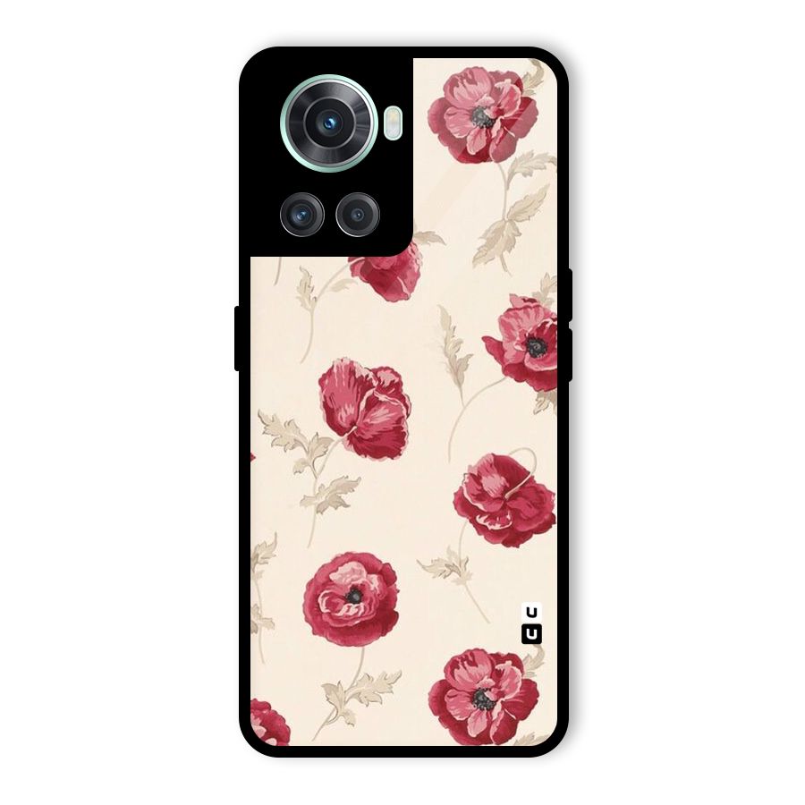 Red Rose Floral Art Glass Back Case for OnePlus 10R