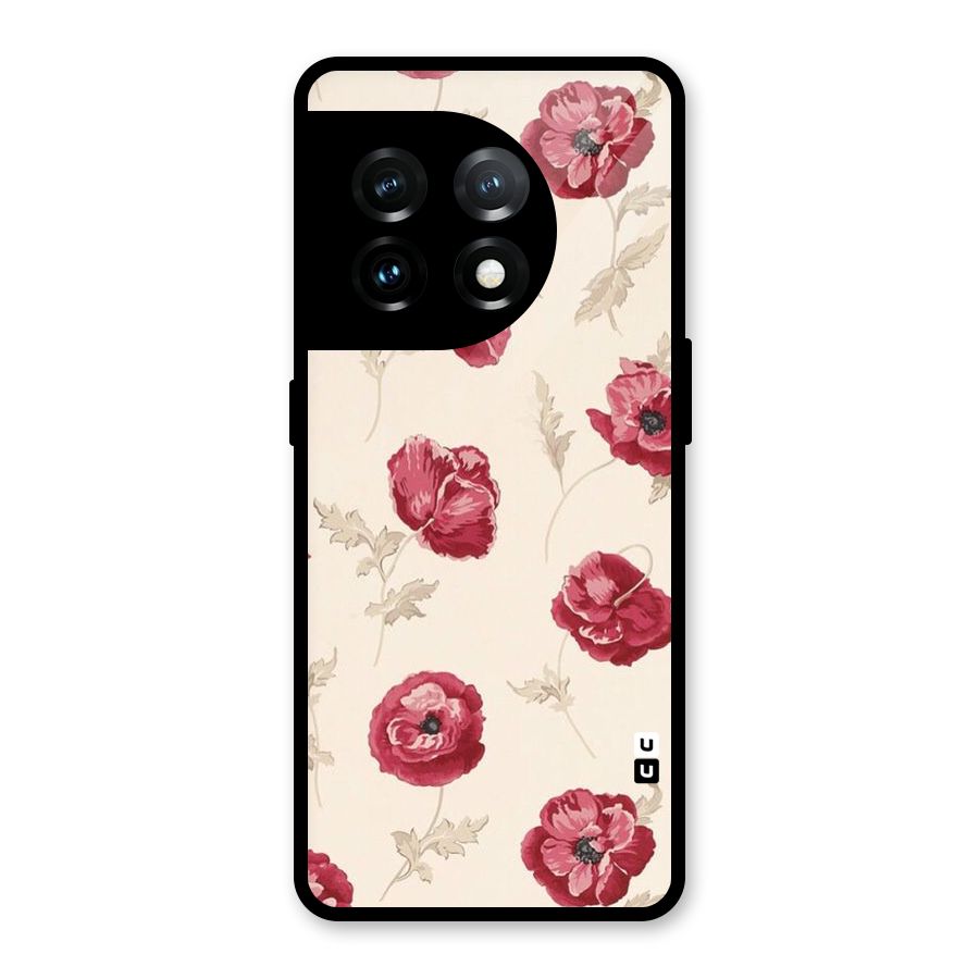 Red Rose Floral Art Glass Back Case for OnePlus 11