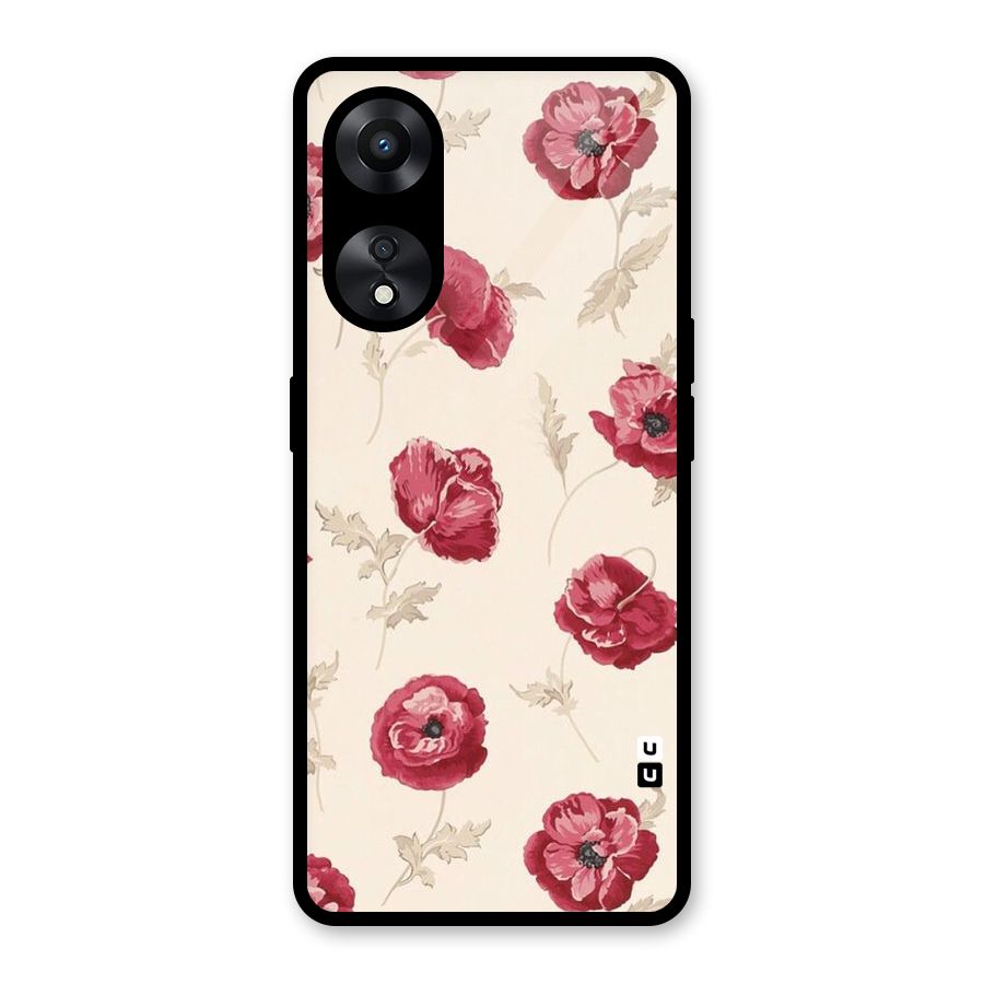 Red Rose Floral Art Glass Back Case for Oppo A78