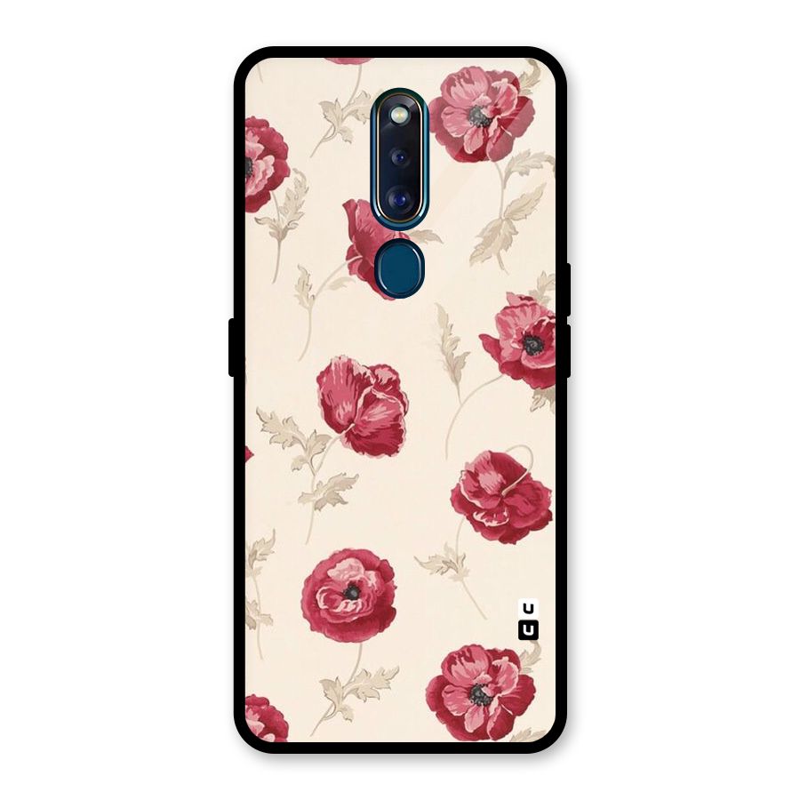 Red Rose Floral Art Glass Back Case for Oppo F11 Pro