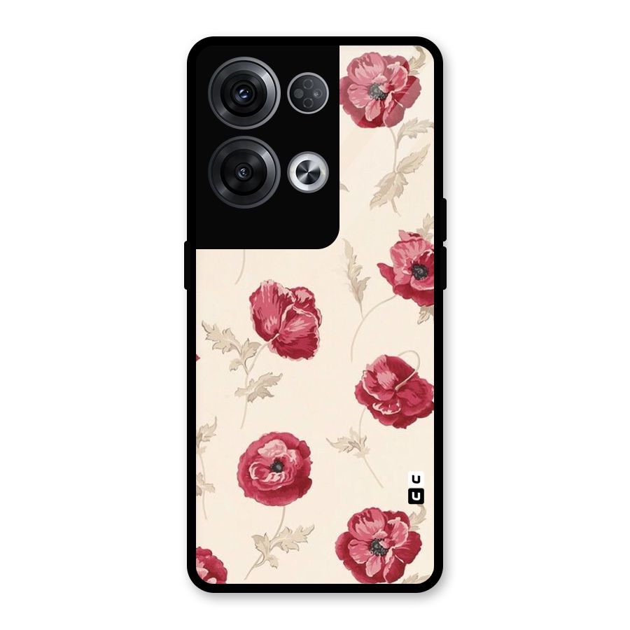 Red Rose Floral Art Glass Back Case for Oppo Reno8 Pro 5G