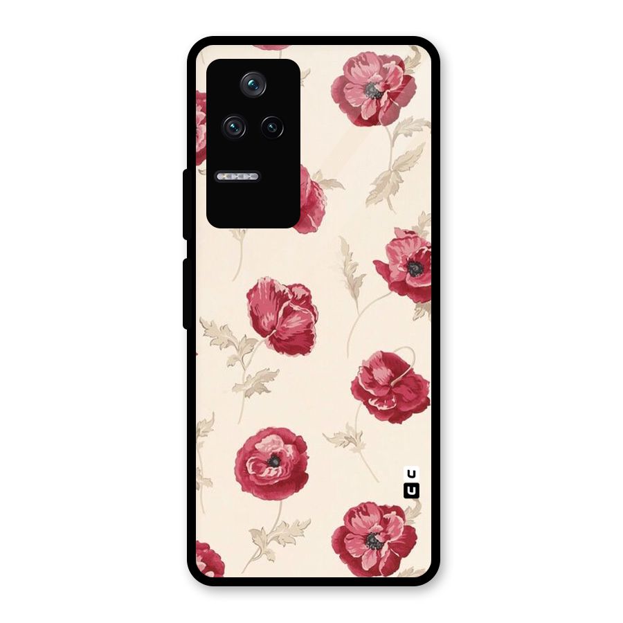Red Rose Floral Art Glass Back Case for Poco F4 5G