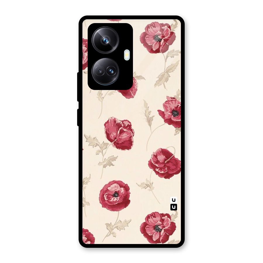 Red Rose Floral Art Glass Back Case for Realme 10 Pro Plus