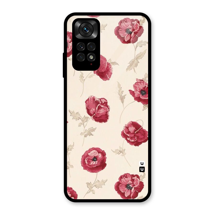 Red Rose Floral Art Glass Back Case for Redmi Note 11