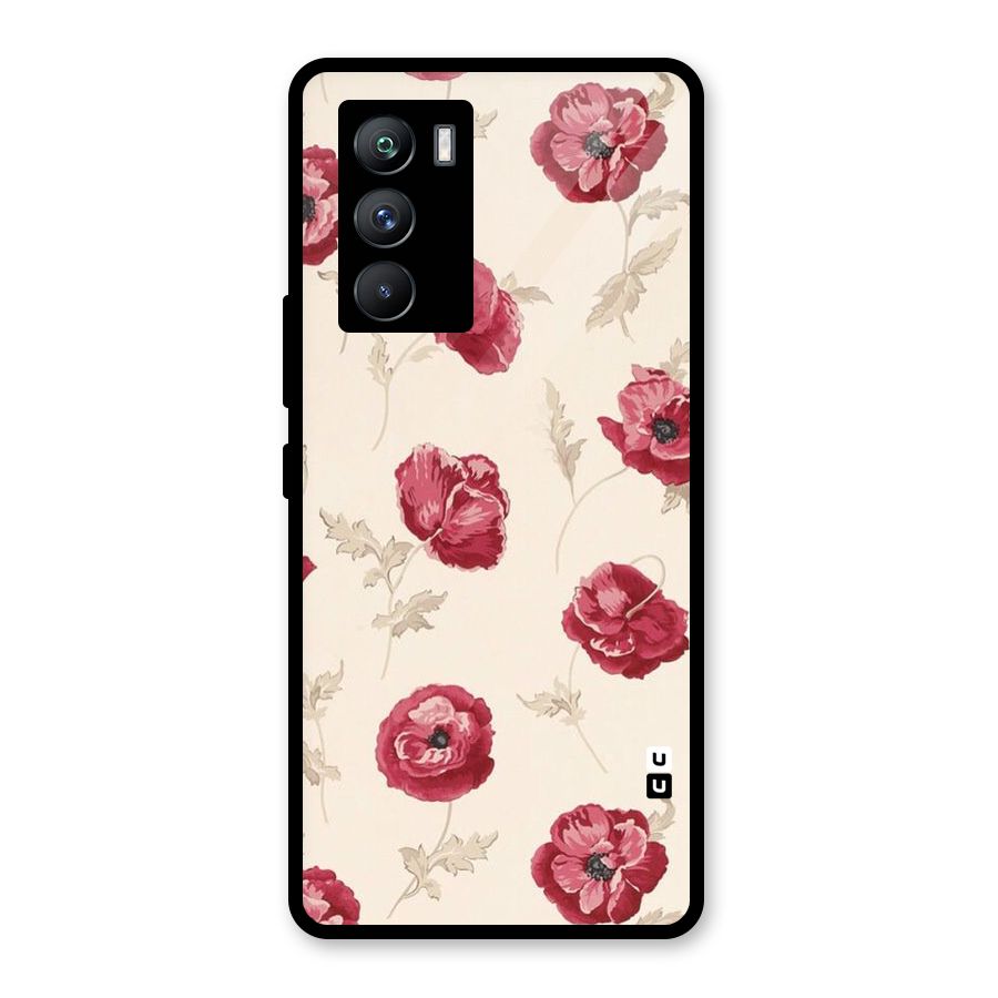 Red Rose Floral Art Glass Back Case for Vivo iQOO 9 SE