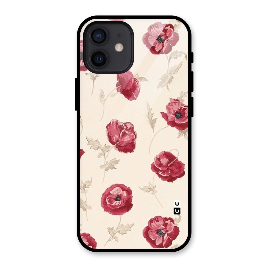 Red Rose Floral Art Glass Back Case for iPhone 12