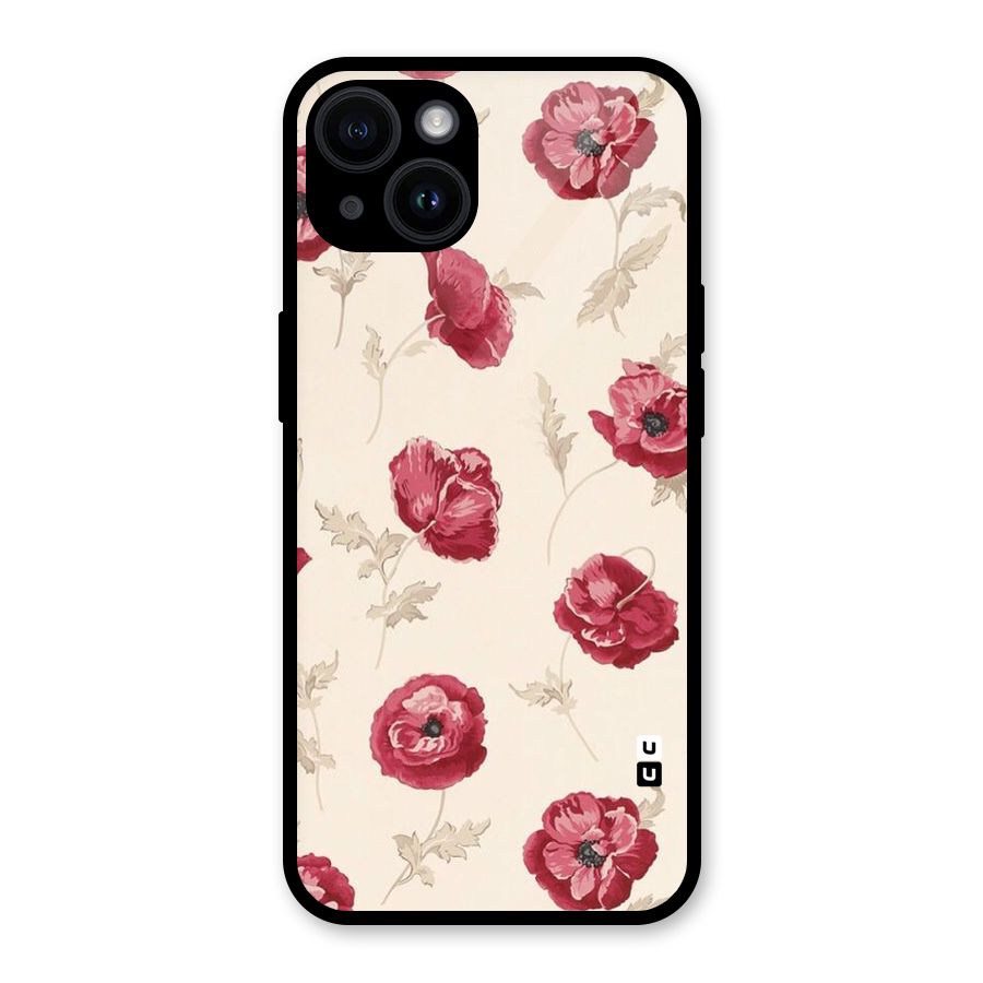 Red Rose Floral Art Glass Back Case for iPhone 14