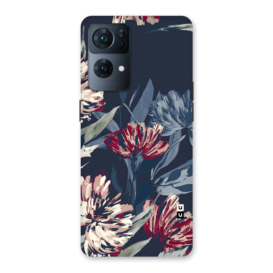 Red Rugged Floral Pattern Back Case for Oppo Reno7 Pro 5G
