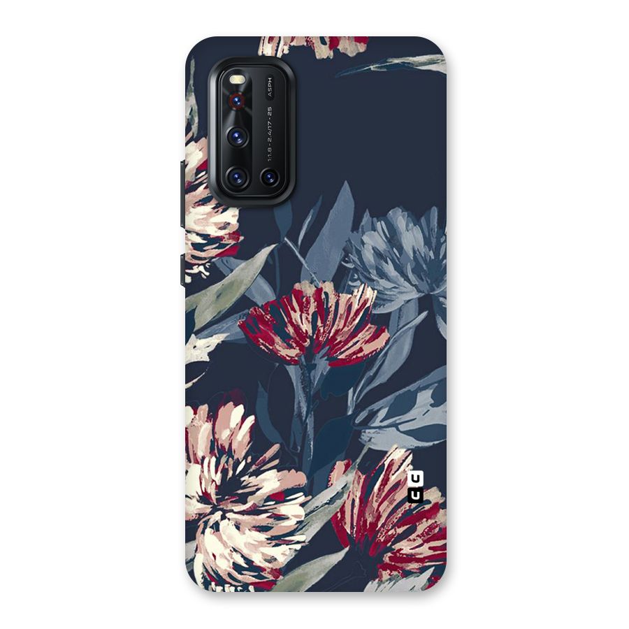 Red Rugged Floral Pattern Back Case for Vivo V19