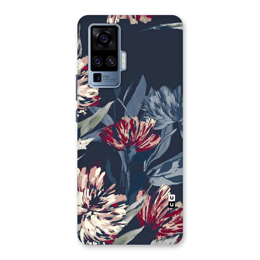 Red Rugged Floral Pattern Back Case for Vivo X50 Pro