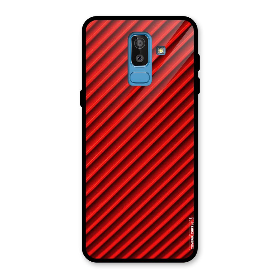 Red Rugged Stripes Glass Back Case for Galaxy J8
