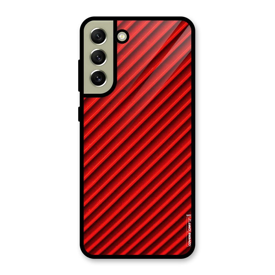 Red Rugged Stripes Glass Back Case for Galaxy S21 FE 5G