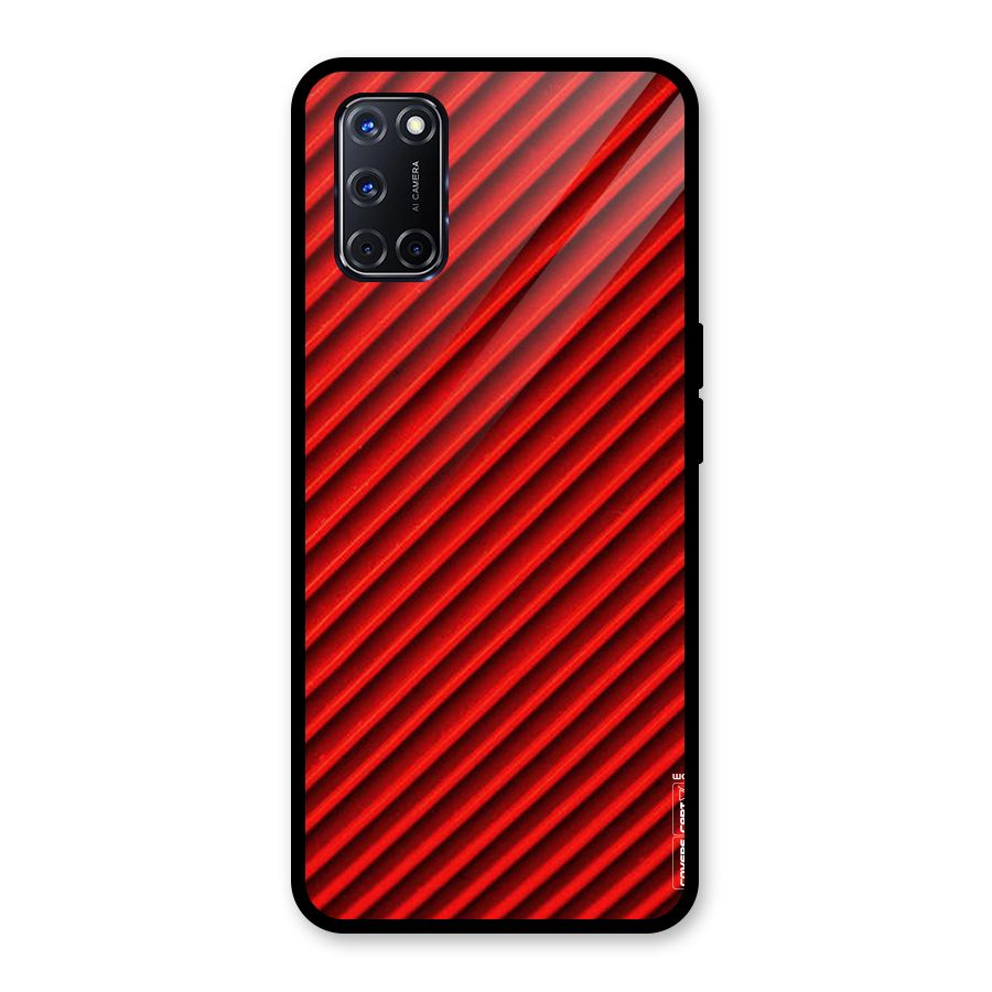 Red Rugged Stripes Glass Back Case for Oppo A52