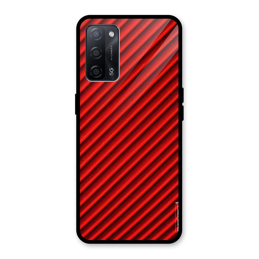 Red Rugged Stripes Glass Back Case for Oppo A53s 5G