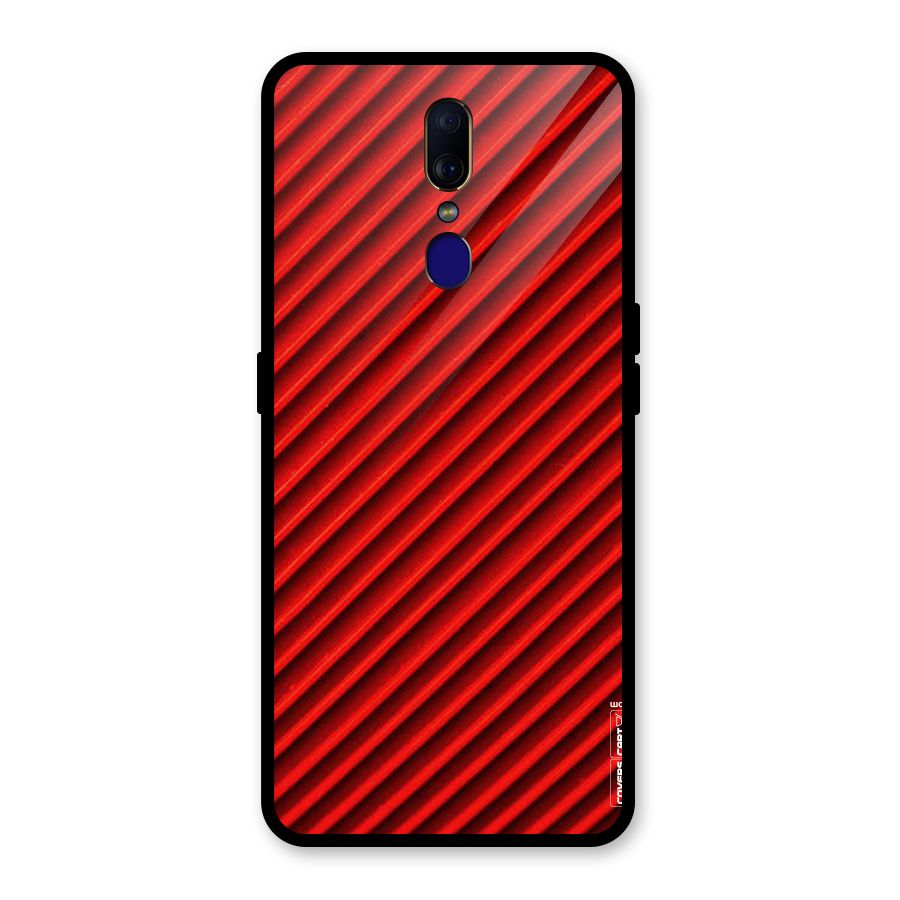 Red Rugged Stripes Glass Back Case for Oppo F11
