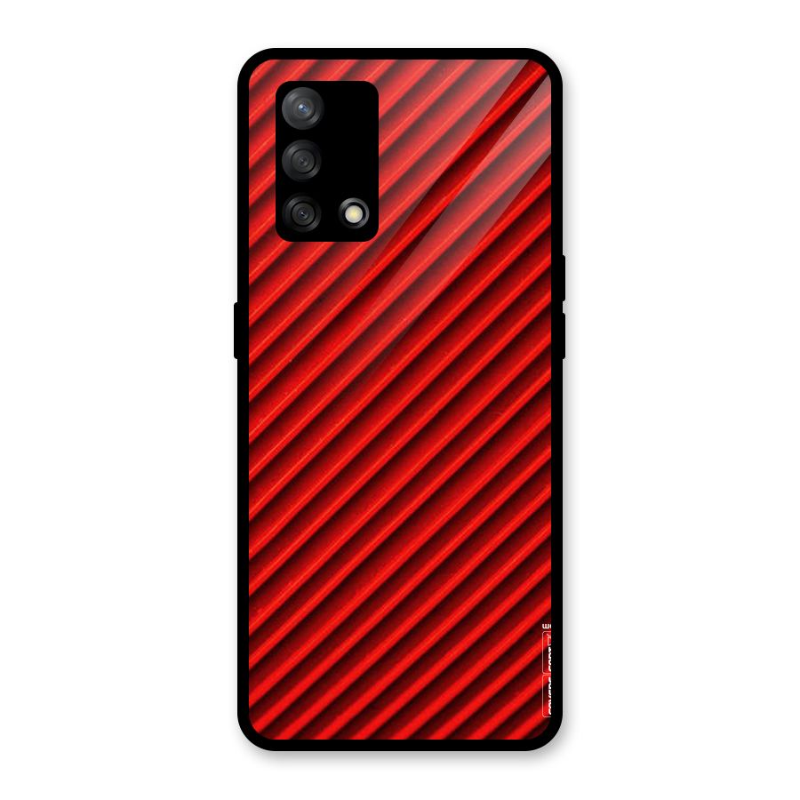 Red Rugged Stripes Glass Back Case for Oppo F19