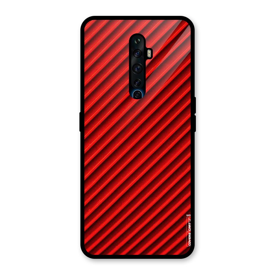 Red Rugged Stripes Glass Back Case for Oppo Reno2 F