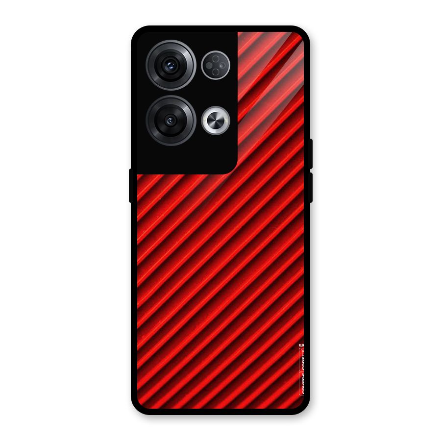Red Rugged Stripes Glass Back Case for Oppo Reno8 Pro 5G