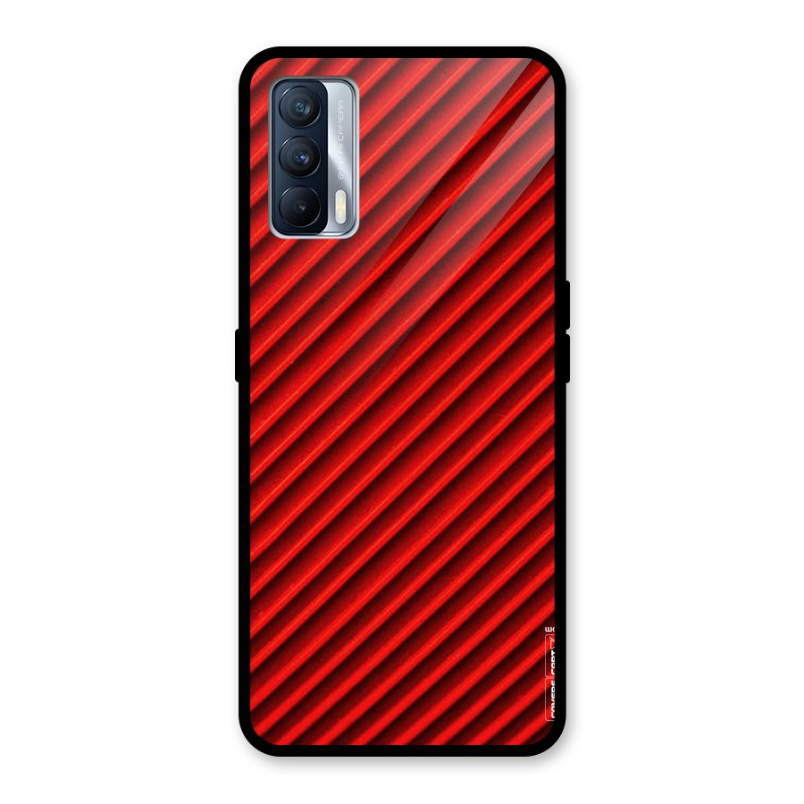 Red Rugged Stripes Glass Back Case for Realme X7