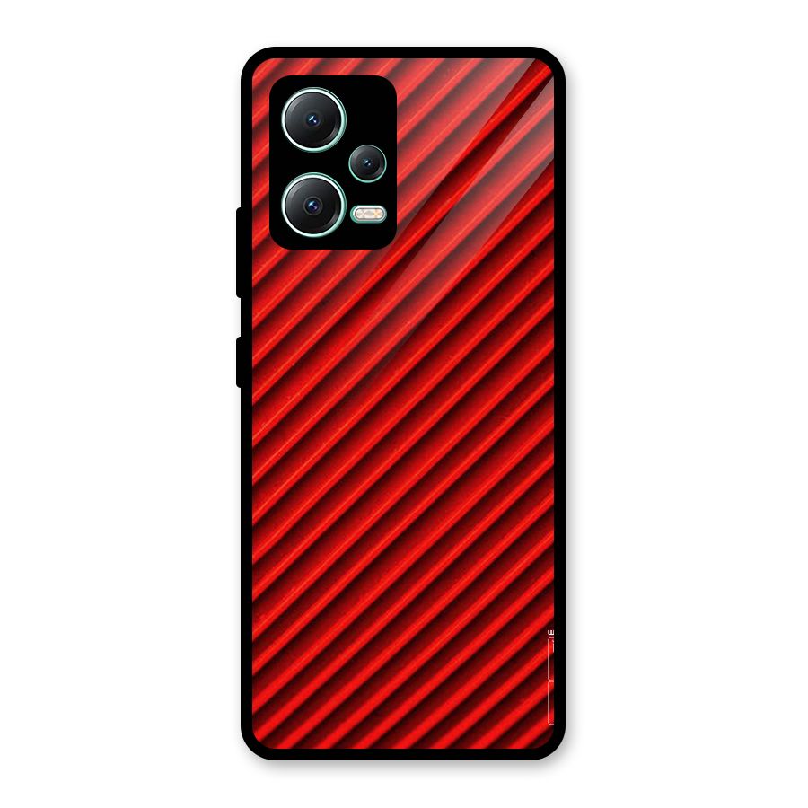 Red Rugged Stripes Glass Back Case for Redmi Note 12 5G
