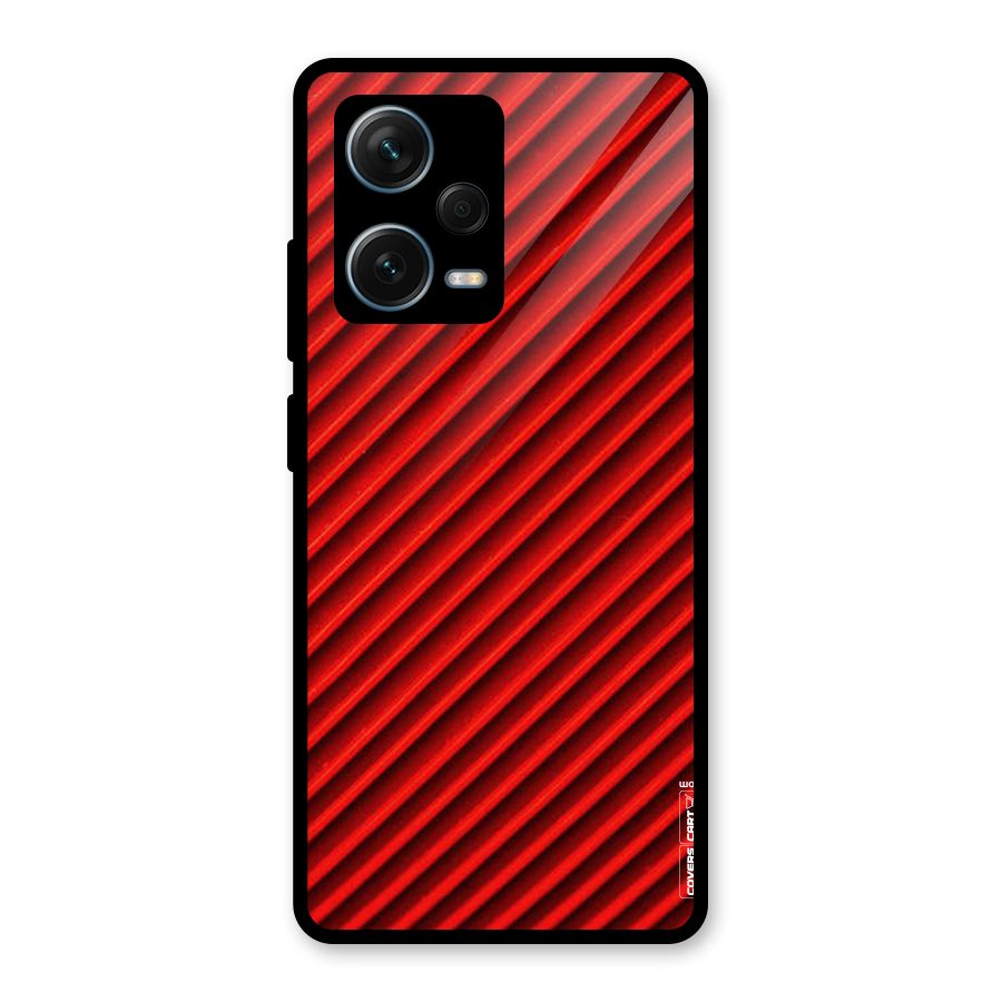 Red Rugged Stripes Glass Back Case for Redmi Note 12 Pro Plus 5G