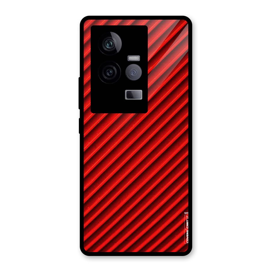 Red Rugged Stripes Glass Back Case for Vivo iQOO 11 5G