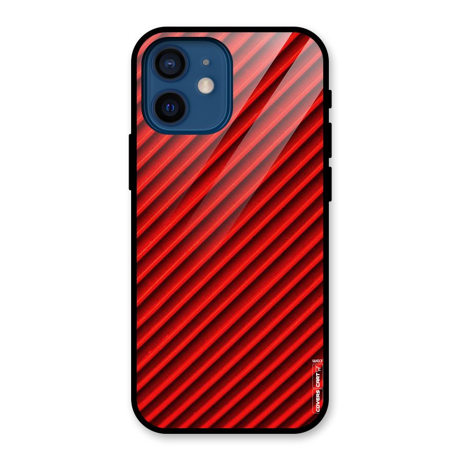 Red Rugged Stripes Glass Back Case for iPhone 12 Mini