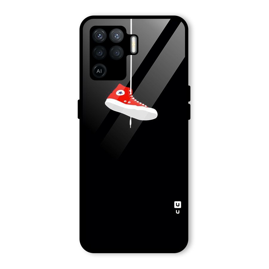 Red Shoe Hanging Glass Back Case for Oppo F19 Pro