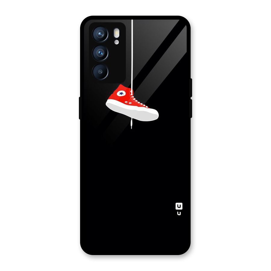 Red Shoe Hanging Glass Back Case for Oppo Reno6 5G