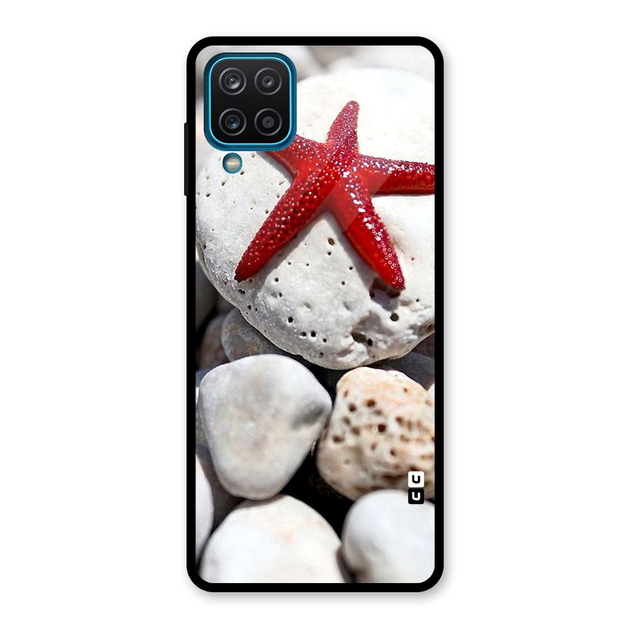 Red Star Fish Glass Back Case for Galaxy A12
