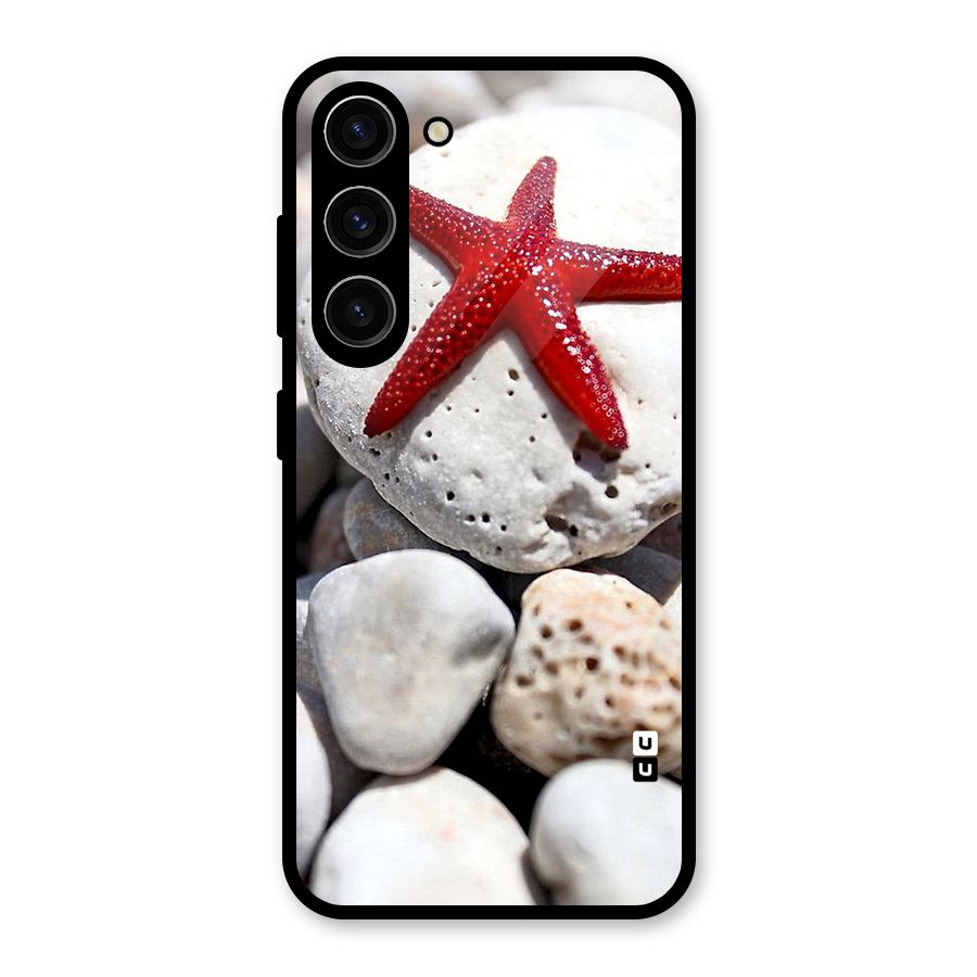 Red Star Fish Glass Back Case for Galaxy S23