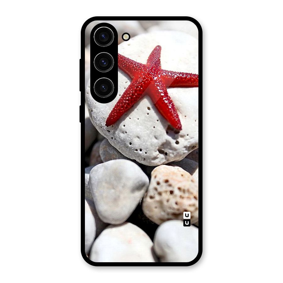 Red Star Fish Glass Back Case for Galaxy S23 Plus